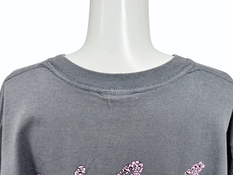 GOOD ENOUGH グッドイナフ G Logo 刺繍 フラワー柄 バックプリント 半袖Tシャツ ロゴ 90s グレー サイズM コットン 美品 中古 4b001427