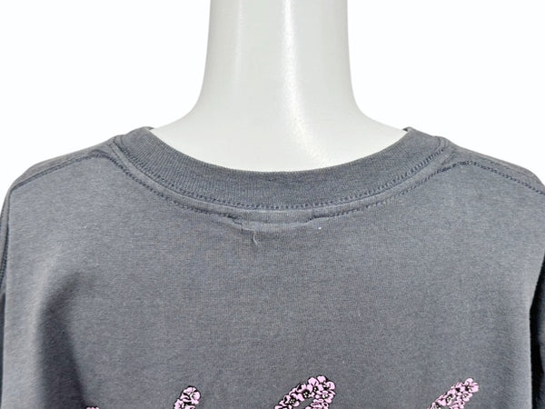 GOOD ENOUGH グッドイナフ G Logo 刺繍 フラワー柄 バックプリント 半袖Tシャツ ロゴ 90s グレー サイズM コットン 美品 中古 4b001427