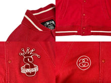 Load image into Gallery viewer, STUSSY AUTHENTIC GEAR オールド ステューシー オーセンティック ギア 90's スタジャン ジャケット レッド サイズM 美品 中古 4b001434