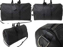 画像をギャラリービューアに読み込む, 極美品 LOUIS VUITTON ルイヴィトン エクリプス キーポル バンドリエール45 ボストンバッグ M40569 シルバー金具 ブラック 中古 4b001448