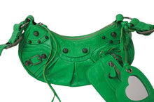 画像をギャラリービューアに読み込む, 極美品 BALENCIAGA バレンシアガ ショルダーバッグ 671309 ル カゴールXS グリーン レザー アンティークシルバー金具 中古 4b001471