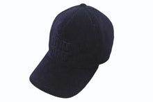 Load image into Gallery viewer, MIUMIU ミュウミュウ コ―デュロイ ロゴ ベースボール キャップ ネイビー コットン 5HC179 帽子 小物 サイズS 美品 中古 4b001476