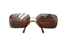 Load image into Gallery viewer, CHANEL シャネル リムレス サングラス ココマーク ラインストーン グラデーション 4017-D サイズ62□15 120 美品 中古 4b001477