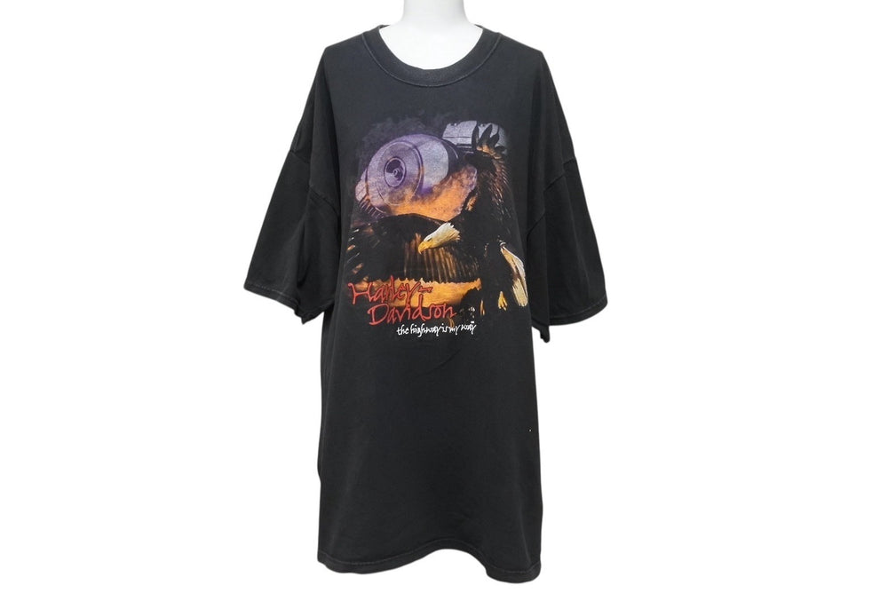 Harley Davidson Vintage Short Sleeve T-Shirt NEWJERSEY Cotton Black Red Size 2XL Good Condition Used 4b001489
