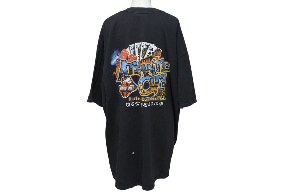 Harley Davidson Vintage Short Sleeve T-Shirt NEWJERSEY Cotton Black Red Size 2XL Good Condition Used 4b001489