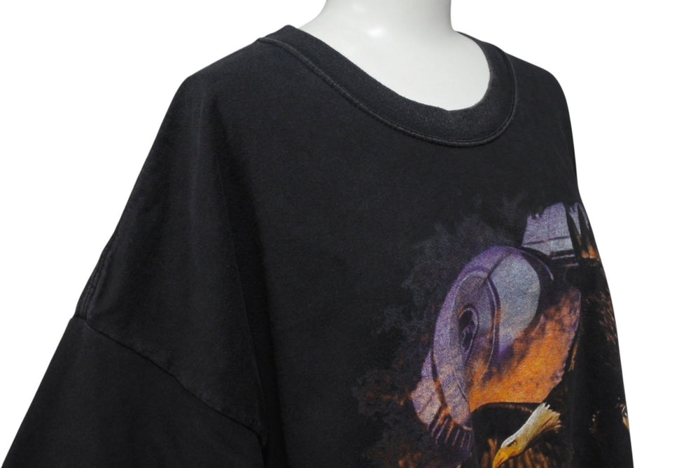 Harley Davidson ハーレーダビットソン ヴィンテージ 半袖Tシャツ NEWJERSEY コットン ブラック レッド サイズ2XL 美品 中古 4b001489