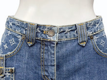 画像をギャラリービューアに読み込む, LOUIS VUITTON ルイヴィトン モノグラム デニム ショートパンツ RW081W MPA08CF7 ブルー コットン サイズ34 美品 中古 4b008203