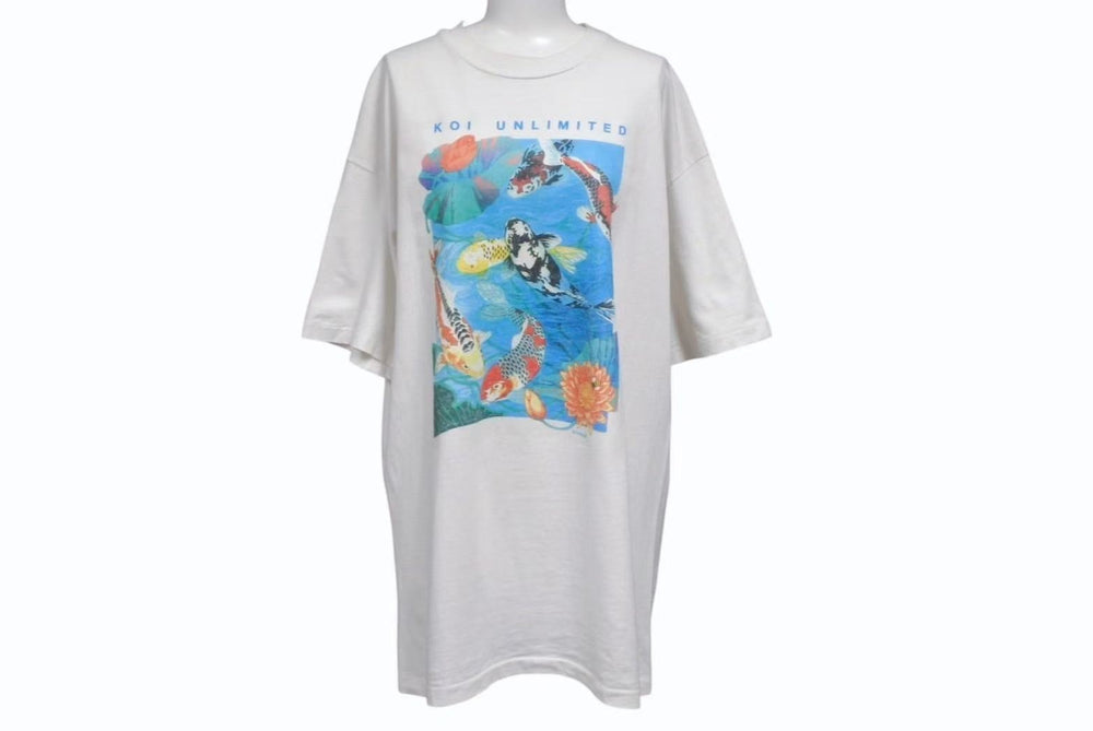 VINTAGE Vintage KOI UNLIMITED Koi Short Sleeve T-shirt Tops Cotton White Multicolor Size L Good Condition Used 4b001526