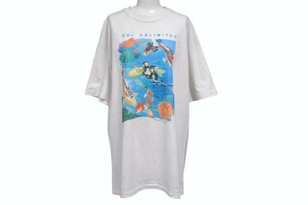 VINTAGE Vintage KOI UNLIMITED Koi Short Sleeve T-shirt Tops Cotton White Multicolor Size L Good Condition Used 4b001526