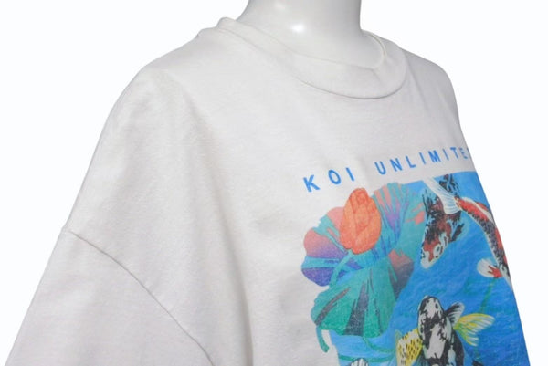 VINTAGE Vintage KOI UNLIMITED Koi Short Sleeve T-shirt Tops Cotton White Multicolor Size L Good Condition Used 4b001526