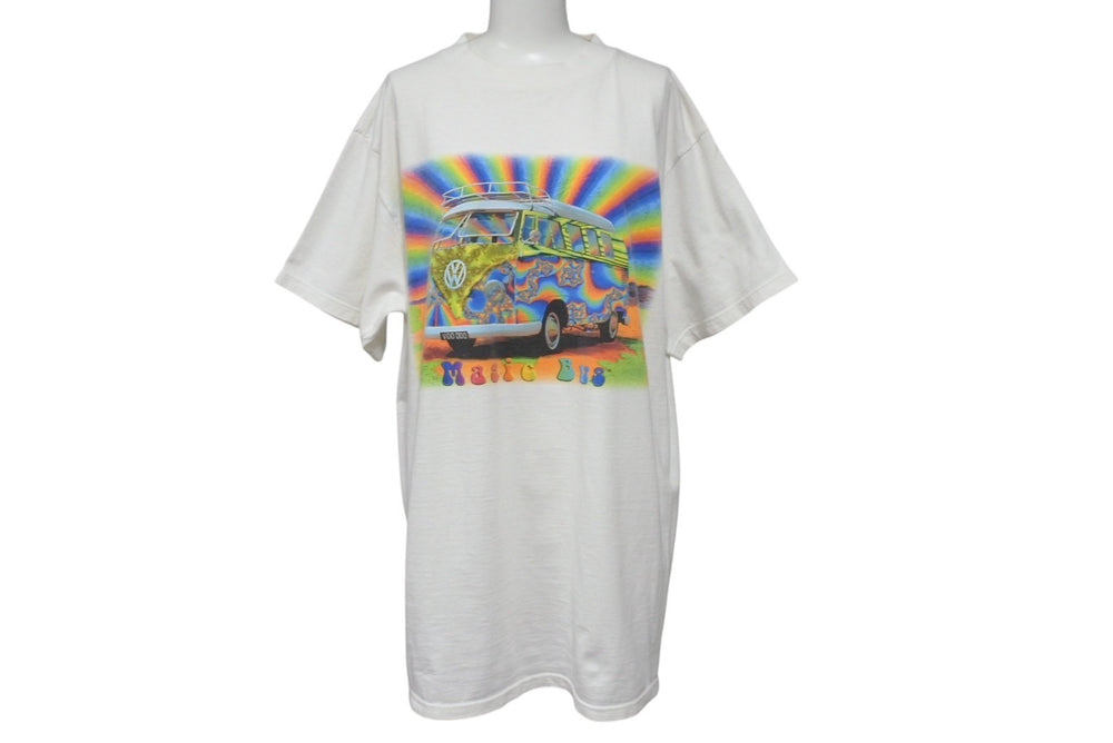 VINTAGE Vintage 90's Volkswagen Magic Bus Volkswagen Magic Bus Wagon Bus T-shirt Size L White Good Condition Used 4b001542