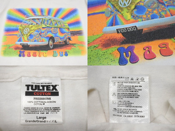 VINTAGE ヴィンテージ 90's Volkswagen Magic Bus フォルクスワーゲン マジックバス ワゴンバス Tシャツ サイズL ホワイト 美品 中古 4b001542