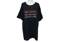 画像をギャラリービューアに読み込む, VINTAGE ヴィンテージ 00's Sarcasm サーカズム メッセージTシャツ サイズL プリント ブラック ホワイト レッド 美品 中古 4b001539