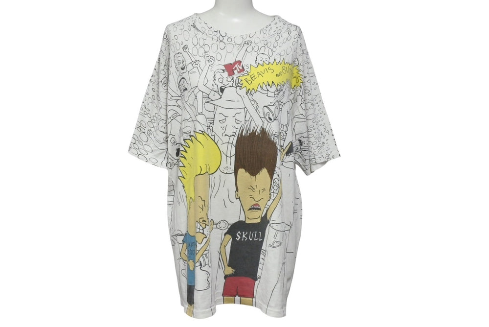 VINTAGE BEAVIS AND BUTT-HEAD Short sleeve T-shirt White All over pattern Good condition Used 4b001544