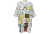 画像をギャラリービューアに読み込む, VINTAGE ヴィンテージ BEAVIS AND BUTT-HEAD ビーバスアンドバットヘッド 半袖Tシャツ ホワイト 総柄 美品 中古 4b001544