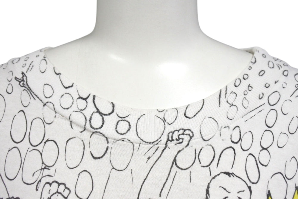 VINTAGE ヴィンテージ BEAVIS AND BUTT-HEAD ビーバスアンドバットヘッド 半袖Tシャツ ホワイト 総柄 美品 中古 4b001544