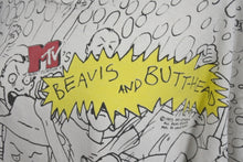 画像をギャラリービューアに読み込む, VINTAGE ヴィンテージ BEAVIS AND BUTT-HEAD ビーバスアンドバットヘッド 半袖Tシャツ ホワイト 総柄 美品 中古 4b001544
