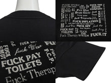 画像をギャラリービューアに読み込む, VINTAGE ヴィンテージ 80's FUCK ファック Tシャツ サイズL プリント ブラック ホワイト 80年代 美品 中古 4b001548