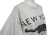 画像をギャラリービューアに読み込む, VINTAGE ヴィンテージ 90's NEW YORK it ain't kansas メッセージTシャツ サイズL 拳銃 グレー 美品 中古 4b001549