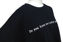 画像をギャラリービューアに読み込む, VINTAGE ヴィンテージ 00's Do you know how lucky you are... メッセージTシャツ サイズL プリント ブラック ホワイト 美品 中古 4b001555