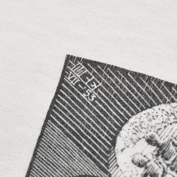VINTAGE M.C.  Escher Maurits Escher Art Short-Sleeve T-Shirt, White Cotton, 1991 Print, Size L, Good Condition, Used, 4b001568