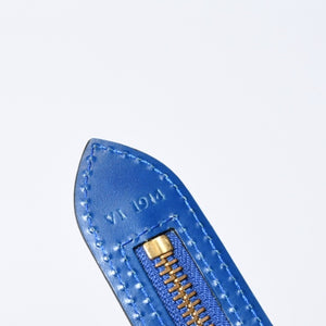 LOUIS VUITTON ルイヴィトン サンジャック ショッピング トートバッグ M52267 エピレザー ブルー ゴールド金具 美品 中古 4b013700