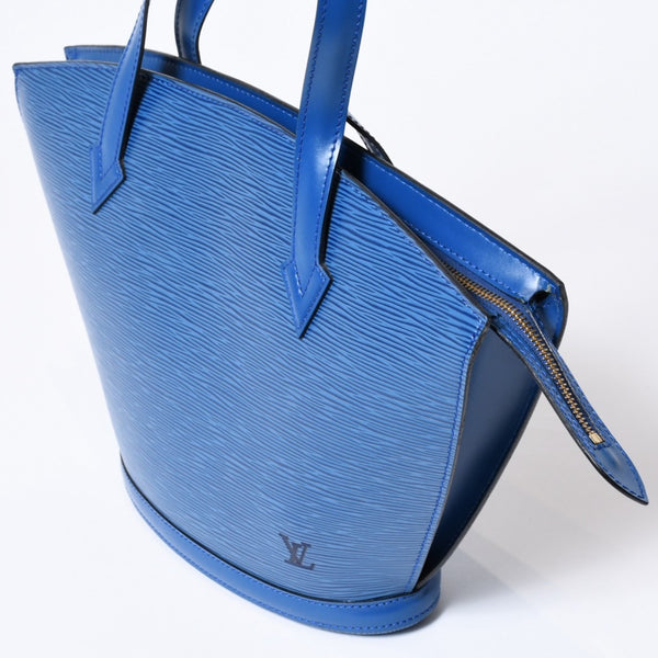 LOUIS VUITTON ルイヴィトン サンジャック ショッピング トートバッグ M52267 エピレザー ブルー ゴールド金具 美品 中古 4b013700