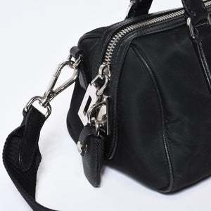 極美品 PRADA プラダ 三角ロゴ ショルダーバッグ 1BB846 ブラック レザー ジャガード シルバー金具 中古 4b013698