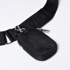 極美品 PRADA プラダ 三角ロゴ ショルダーバッグ 1BB846 ブラック レザー ジャガード シルバー金具 中古 4b013698