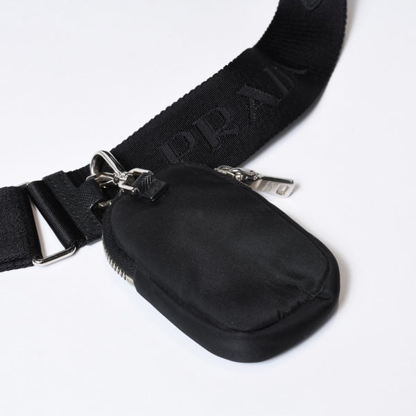 極美品 PRADA プラダ 三角ロゴ ショルダーバッグ 1BB846 ブラック レザー ジャガード シルバー金具 中古 4b013698