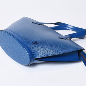 LOUIS VUITTON ルイヴィトン サンジャック ショッピング トートバッグ M52267 エピレザー ブルー ゴールド金具 美品 中古 4b013700