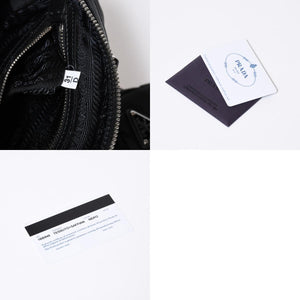 極美品 PRADA プラダ 三角ロゴ ショルダーバッグ 1BB846 ブラック レザー ジャガード シルバー金具 中古 4b013698