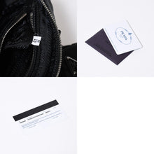 Load image into Gallery viewer, 極美品 PRADA プラダ 三角ロゴ ショルダーバッグ 1BB846 ブラック レザー ジャガード シルバー金具 中古 4b013698