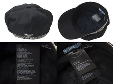 画像をギャラリービューアに読み込む, 極美品 PRADA プラダ ベイカーボーイキャップ キャスケット トライアングルロゴ ラインストーン装飾 1HC551 ブラック S 中古 4b001578