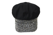画像をギャラリービューアに読み込む, 極美品 PRADA プラダ ベイカーボーイキャップ キャスケット トライアングルロゴ ラインストーン装飾 1HC551 ブラック S 中古 4b001578