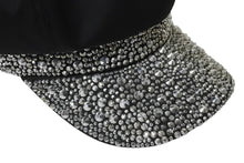 画像をギャラリービューアに読み込む, 極美品 PRADA プラダ ベイカーボーイキャップ キャスケット トライアングルロゴ ラインストーン装飾 1HC551 ブラック S 中古 4b001578