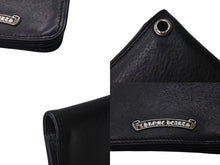 画像をギャラリービューアに読み込む, CHROME HEARTS クロムハーツ 2ポケット レザー カードケース ブラック レザー ロゴ 小物 名刺入れ 美品 中古 4b001584