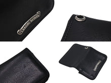 画像をギャラリービューアに読み込む, CHROME HEARTS クロムハーツ 2ポケット レザー カードケース ブラック レザー ロゴ 小物 名刺入れ 美品 中古 4b001584