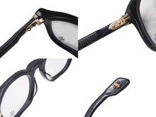 画像をギャラリービューアに読み込む, CHROME HEARTS クロムハーツ CHIRP CHIRP チャープ フレア メガネ プラスチック 18KGP ブラック サイズ49□23 美品 中古 4b001587