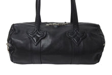 画像をギャラリービューアに読み込む, CHROME HEARTS クロムハーツ DUFFLE TINY タイニーダッフル ボストンバッグ ダガージップ レザー シルバ−925 ブラック 美品 中古 4b001592