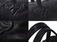 画像をギャラリービューアに読み込む, CHROME HEARTS クロムハーツ DUFFLE TINY タイニーダッフル ボストンバッグ ダガージップ レザー シルバ−925 ブラック 美品 中古 4b001592