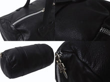 画像をギャラリービューアに読み込む, CHROME HEARTS クロムハーツ DUFFLE TINY タイニーダッフル ボストンバッグ ダガージップ レザー シルバ−925 ブラック 美品 中古 4b001592