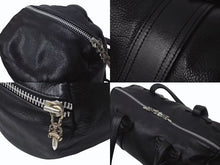 画像をギャラリービューアに読み込む, CHROME HEARTS クロムハーツ DUFFLE TINY タイニーダッフル ボストンバッグ ダガージップ レザー シルバ−925 ブラック 美品 中古 4b001592