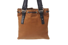 Load image into Gallery viewer, YvesSaintLaurent RiveGauche イヴサンローラン リヴゴーシュ ハンドバッグ ショルダーバック コットン レザー ブラウン 美品 中古 4b001595