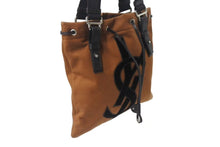 Load image into Gallery viewer, YvesSaintLaurent RiveGauche イヴサンローラン リヴゴーシュ ハンドバッグ ショルダーバック コットン レザー ブラウン 美品 中古 4b001595