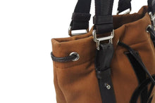 Load image into Gallery viewer, YvesSaintLaurent RiveGauche イヴサンローラン リヴゴーシュ ハンドバッグ ショルダーバック コットン レザー ブラウン 美品 中古 4b001595
