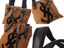 Load image into Gallery viewer, YvesSaintLaurent RiveGauche イヴサンローラン リヴゴーシュ ハンドバッグ ショルダーバック コットン レザー ブラウン 美品 中古 4b001595