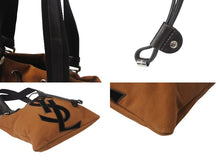 Load image into Gallery viewer, YvesSaintLaurent RiveGauche イヴサンローラン リヴゴーシュ ハンドバッグ ショルダーバック コットン レザー ブラウン 美品 中古 4b001595