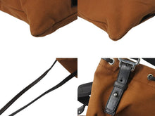 Load image into Gallery viewer, YvesSaintLaurent RiveGauche イヴサンローラン リヴゴーシュ ハンドバッグ ショルダーバック コットン レザー ブラウン 美品 中古 4b001595