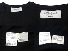 Load image into Gallery viewer, YVES SAINT LAURENT イヴサンローラン 半袖Tシャツ Y1LFE サイズS ロゴプリント ブラック ホワイト コットン 美品 中古 4b001601